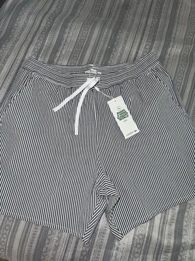 NWT Lacoste Navy and White Pinstripe Swim Trunks